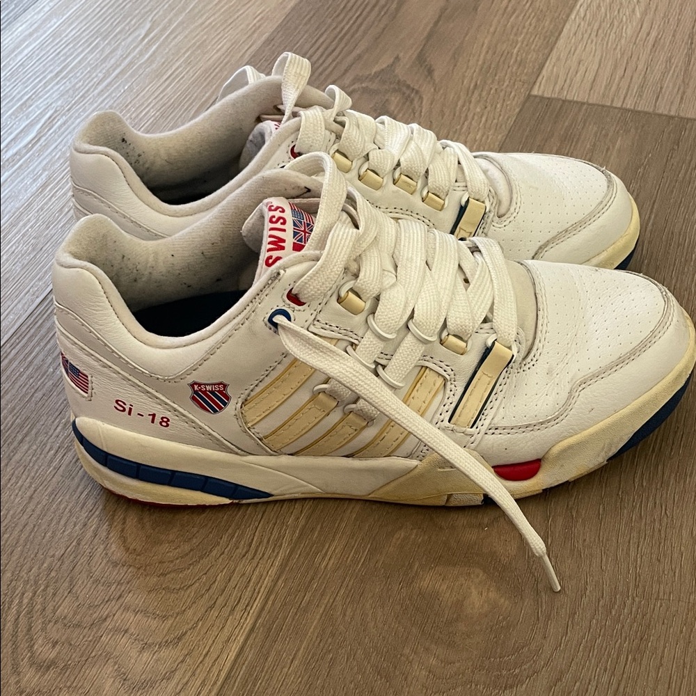 K-Swiss White and Red Sneakers - Picture 4 of 12